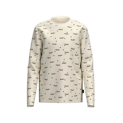 Pyjamaoberteil TRIGEMA "TRIGEMA Kinder Langarmshirt mit Dackel Print", Kinder, Gr. 116, natur, Single Jersey, 100% Baumwolle, Rundhals, Shirts