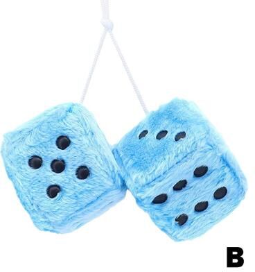 Of Wheels Deals Fuzzy Pink Plush Dice, Retro Hanging Mirror Dices, Cute Square Plush Ornament For Car Interior Or Kids Room blue