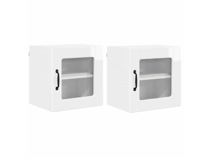 Les Soldes Cabinet en verre mural PORTO (2 pcs) - Placard/Cabinet suspendue - Blanc brillant 424385