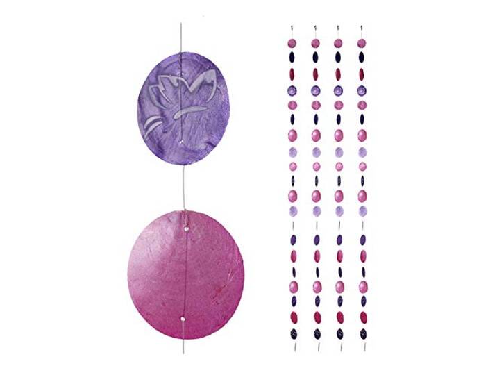 Relaxdays Guirlande de Nacre\, Lot de 4\, fenêtre\, Balcon\, Porte\, Rideau de séparation\, 180 cm\, Papillon\, Rose-Violet