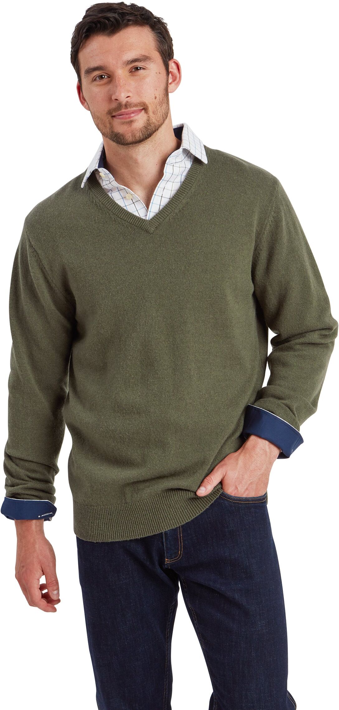 Schöffel Country Lewis Lambswool V Neck Jumper - Green - Size S - Men