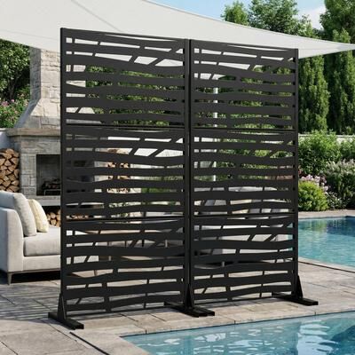 Dovelina Metal Privacy Screen Fence Panel with Stylish Pattern Set of 2