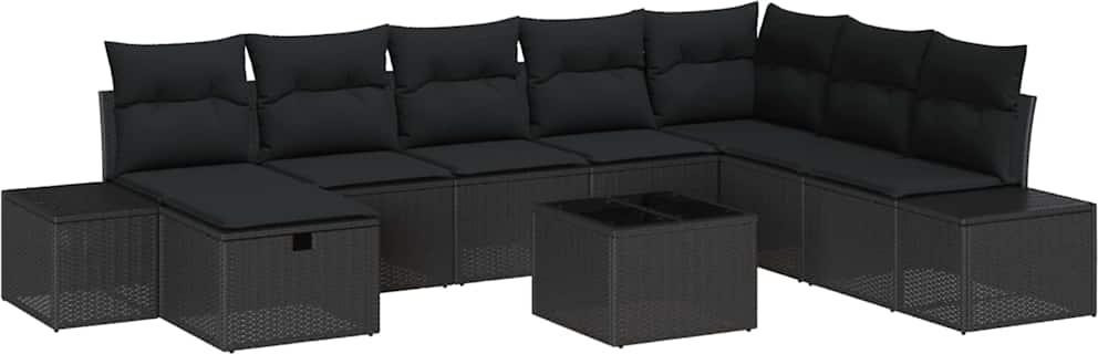 vidaXL 9 stuks zwart