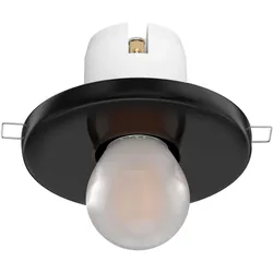 ledscom.de E27 Porzellan Decken-Einbauleuchte TELA, schwarz, inkl. LED Lampe, gefrostet, 477lm warmweiß
