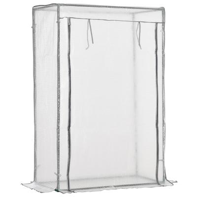 OKWISH Foliengewächshaus aus Stahl Weiß 100x50x150 cm, mit UV-beständiger Kunststoffhülle und aufrollbarer Tür