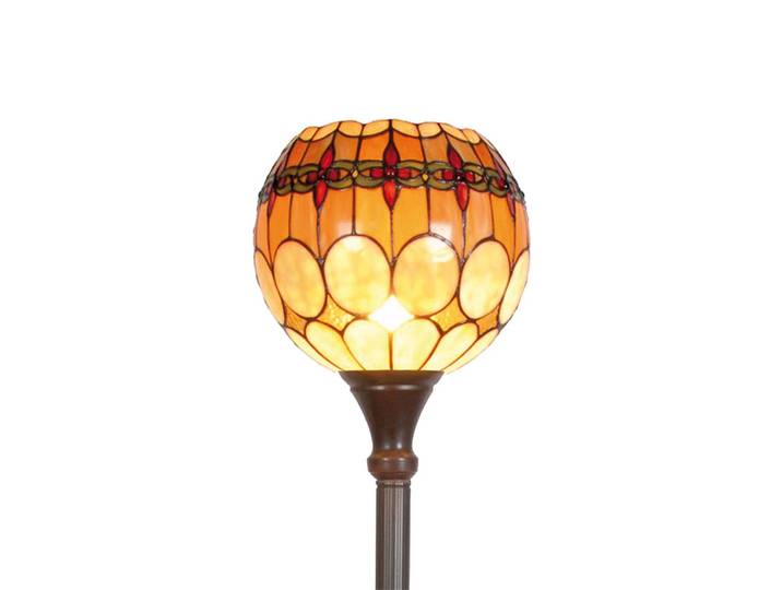 Clayre&Eef Tiffany Stehlampe NILEY, gelb / orange, für Wohn- / Esszimmer, Glas, Tiffany, Stehlampe