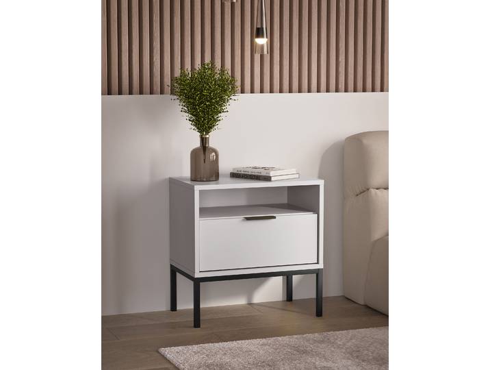 Table de nuit Austin 55 x 56 x 33cm Blanc/Blanc