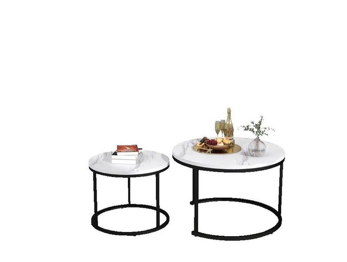 Lot de 2 tables basses rondes ensemble de tables basses pour salon table d'appoint ronde emboîtable