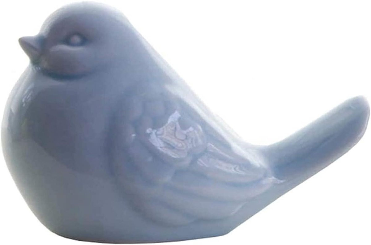 Set van 2 blauwe keramische vogel beeldjes voor decoratie
