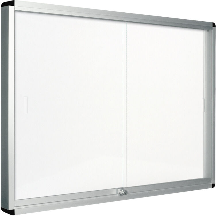 Bi-Office Innenvitrine mit Schiebetüren, weiß magnetisch, 967 x 706 mm