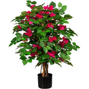 Creativ-green Kunstpflanze Bougainvillea für außen, Kunstbaum im Topf mit Echtholzstamm, Höhe 100 cm
