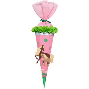 Ursus Schultüte 9850031, Pferde, Bastelset, für Mädchen, eckig, 68 cm