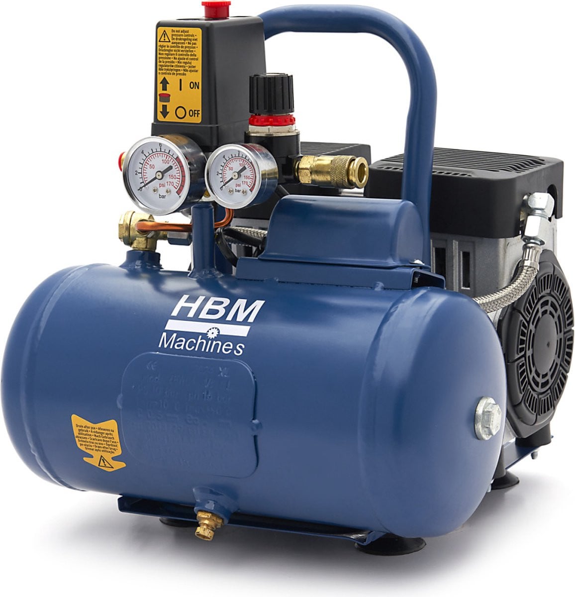 HBM Low Noise Compressor 6 liter blauw
