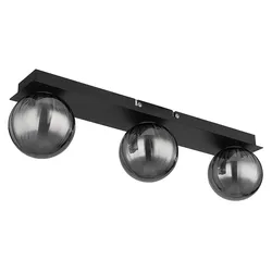 Deckenleuchte Wohnzimmerleuchte Flurlampe 3x G9 schwarz matt Rauchglas Kugeln