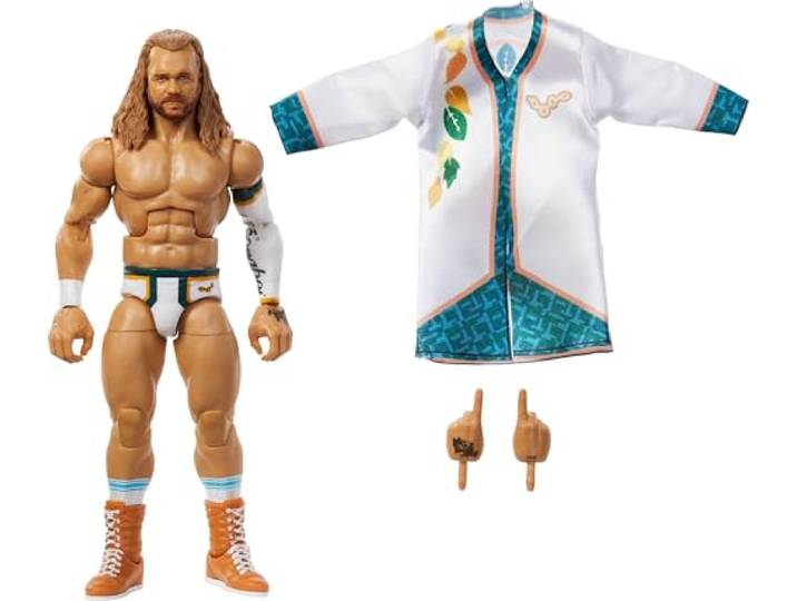 Mattel WWE Elite actiefiguur en accessoires, serie #115, verzamelobject, Tyler Bate, ruim 15 cm, met 25 beweegbare punten en verwisselbare handen, JCJ02