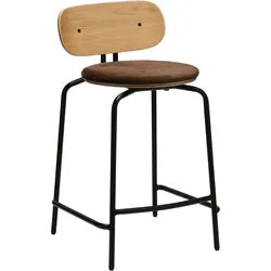 Curious Counter Teddy Stuhl braun mit gepolstertem Sitz mit schwarzen Beinen