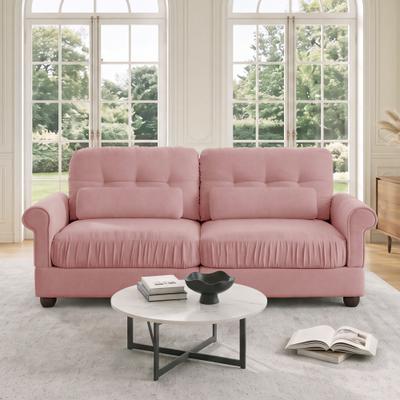 Unbranded "69.2"" Modular Chenille 2-Seater Sofa, Rolled Arms with Lumbar Pillows Loveseat"