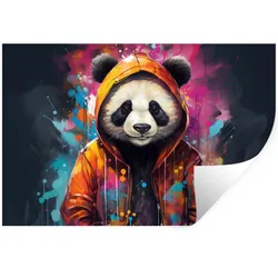WANDTATTOO Panda - Jacke - Graffiti - Orange Wandsticker 120x80 cm