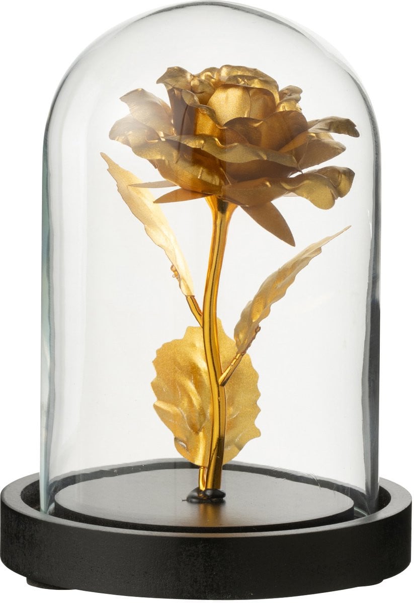 J-Line Decoratieve stolp Roos glas goud/zwart small