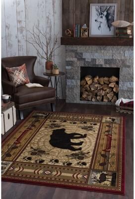 Alise Rugs Natural Lodge Transitional Graphic Indoor Area Rug