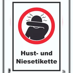 HB-Druck Husten und Niesetikette beachten Symbol und Text Schild A6 (105x148mm)
