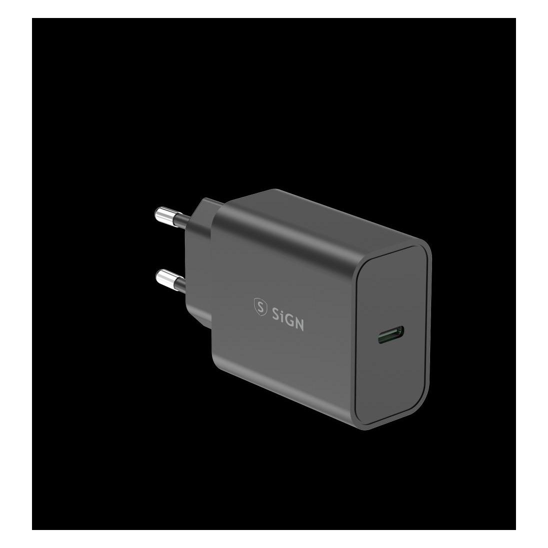 SIGN 45W Charger, USB-C PD, Fast Charging, MacBook Air, iPhone etc. - Black (45 W) (SN-GAN45B)
