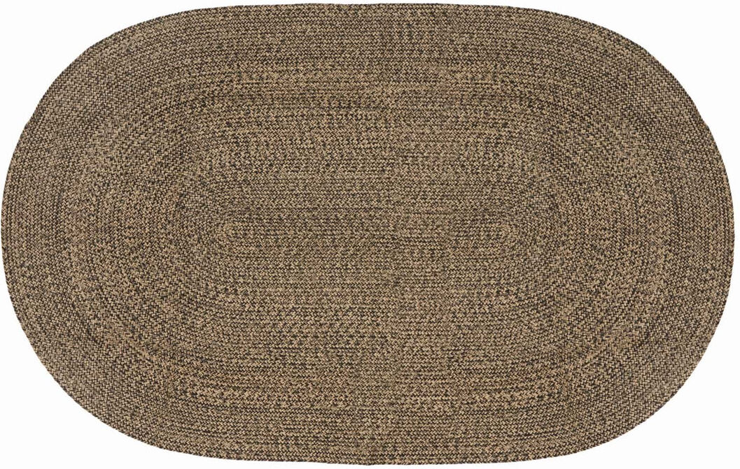 17 Stories Hand Braided Area Rug Black/Natural Oval 205cm x 305cm