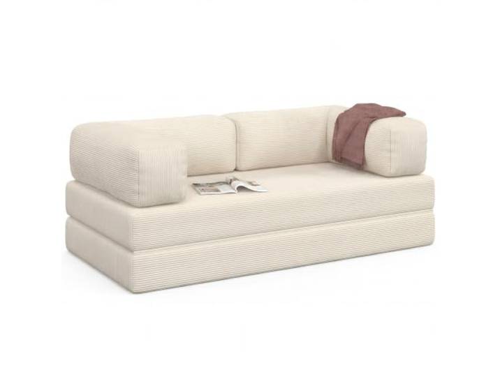 IDMarket - Sofa, rechts, ausklappbar, 3-Sitzer, Naturou, Cord, Beige Sofa, rechts, 3-Sitzer, ausklappbar, NATOU
