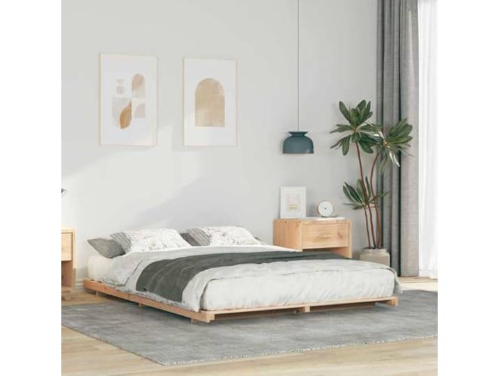 YUTAASU Bettrahmen Braun 150 x 200 cm Massives Kiefernholz Plattform Design, Einfache Montage, Moderner Stil, Pflegeleicht, Stabil