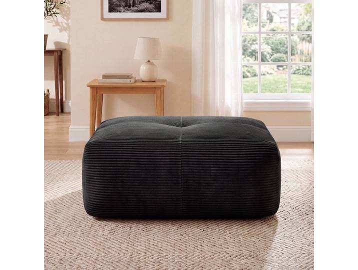 Pouf Hamlet 92 5 x 75 x 40 cm en velours côtelé noir