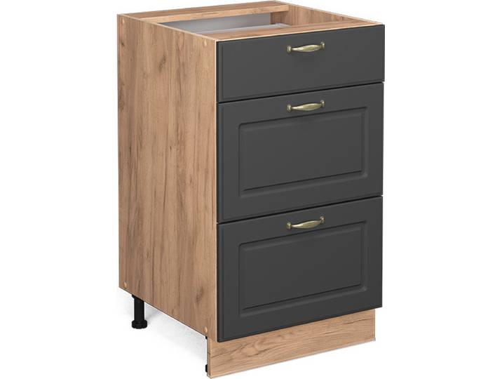 Meuble cuisine Vicco Fame-Line Anthracite-or 50cm sans PT\, Model 38358