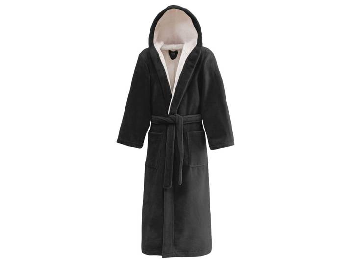 Peignoir mixte à capuche bicolore anthracite xl