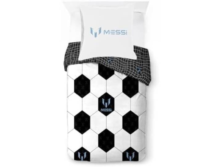 Jay Franco Messi Football Bettwäsche-Set – Superweiche Kinder-Bettwäsche mit Kissenbezug, NUR BETTBEZUG (Füllung Nicht enthalten), Weiß, 2-teilig Einzelbett