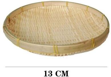 Inspired Living Handwoven Bamboo Serving Tray Basket Natural Bamboo Tray For Bread, Fruit & Home Display 13cm