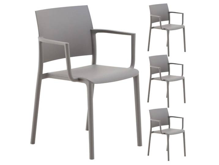 Idimex Gartenstühle Terra 4er-Set grau, Grau, Mode, 58x82x52 cm, Gartenmöbel, Gartensessel, Gartenstühle
