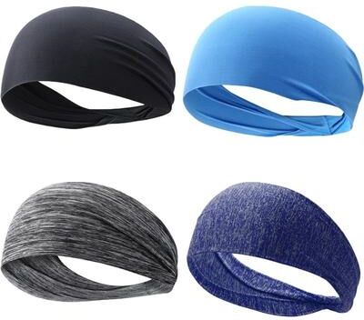 Useful Little Things Men's Athletic Sweat Absorbing Headband For Running, Fitness, And Yoga 4pcs