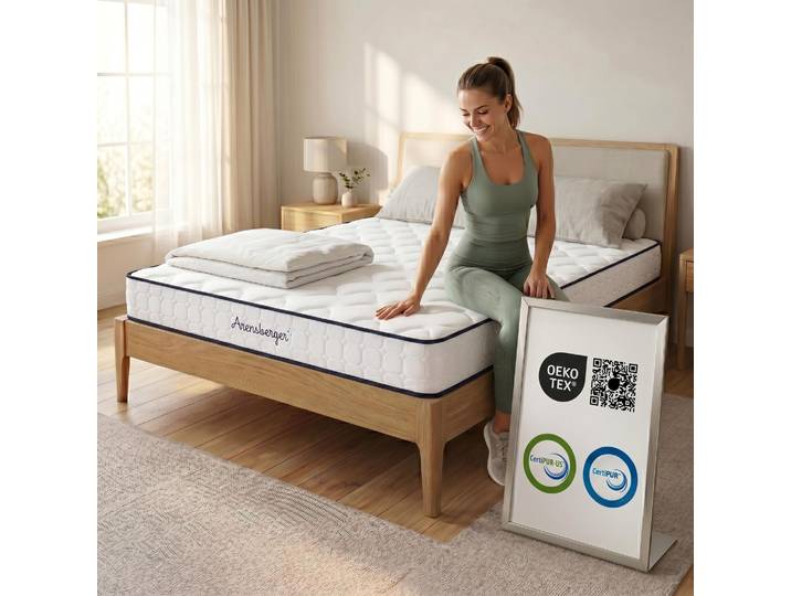 Arensberger LENA SPORT Taschenfederkernmatratze 160 x 200 cm 21cm Sportmatratze H3 Memoryschaum & Kaltschaum Ergonomisch