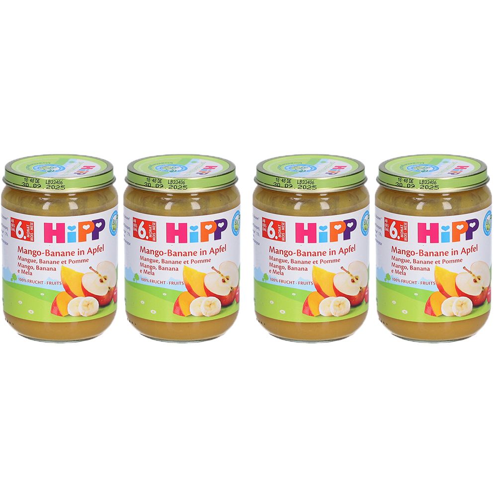 HiPP Mango-Banane in Apfel, ab dem 6. Monat x4 4x190 g Brei