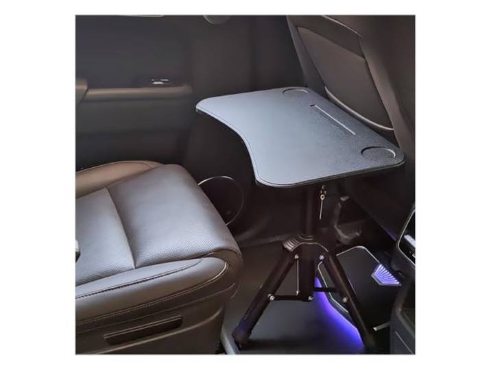 Ausziehbarer Wohnmobil-Esstisch mit verstellbarer Höhe und Tassenrillen for Wohnmobile, Wohnmobile und Camping(Black)