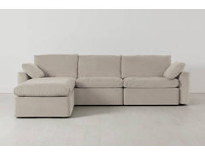 Model 13 4-Sitzer-Sofa mit Chaiselongue links, Knochenweiß