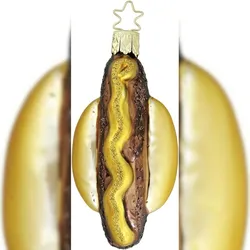Inges Glas Christbaumschmuck Coburger Bratwurst Glas 9 cm braun gold