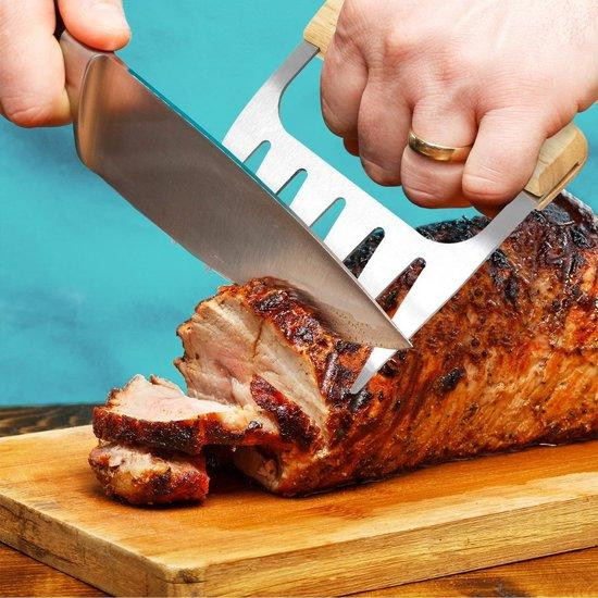Ibenzoa Roestvrijstalen Vleesklauwen Set (2 mm) - Ergonomische BBQ- en pulled-pork klauwen