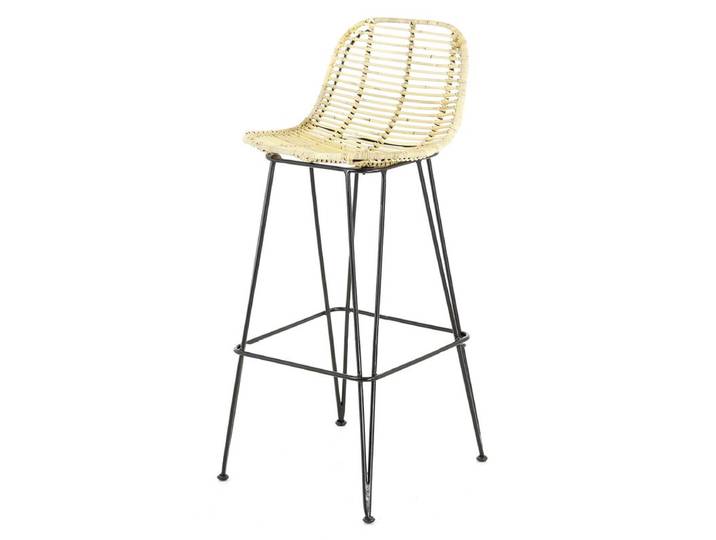 Tabouret plan de travail rotin