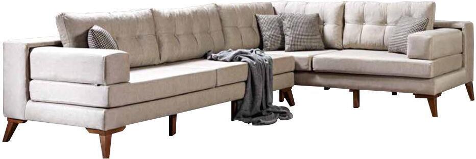 Weiße Stilvolle Eckcouch Textilsofas Moderne Wohnlandschaft Luxus Möbel