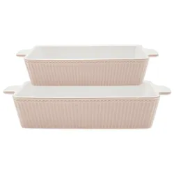 GreenGate Auflaufform Alice rechteckig 2er Set, 16/22x27/36 cm, creamy fudge