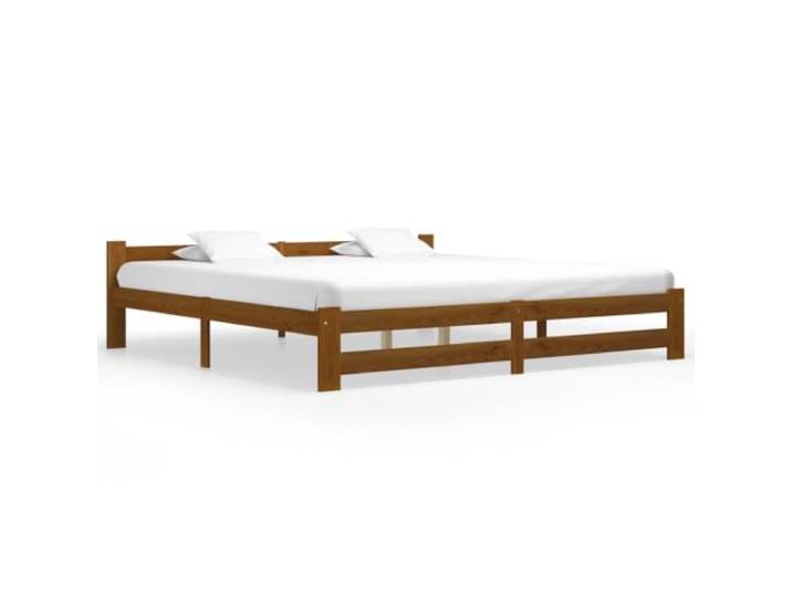 RJPLMFV Bettgestell, Kiefernholz, massiv, honigbraun, 200 x 200 cm Ohne Matratze, Lattenrost im Lieferumfang enthalten, Lattenrost-Design, robust und langlebig