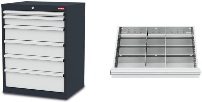 Set STIER Schubladenschrank mit 6 Schubladen BxTxH 700x575x920 mm +...