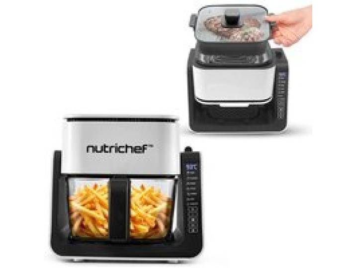 Friteuse à air avec gril - NUTRICHEF - NutriChef Airfryer - 1500 W - 4 L + gril 1 2 L - 8 programmes