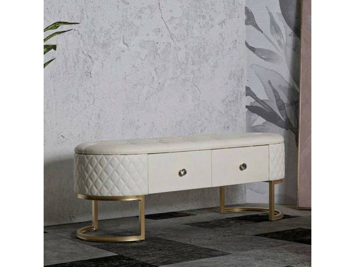 Banc Golfe Dmora en similicuir or 40x120x43h cm