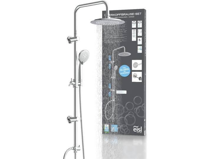 Brausegarnitur EISL, silber (chrom), H:105,4cm, ABS-Kunststoff, Brausegarnituren, Brausegarnitur, 3-fach verstellbare Wellness Handbrause mit Antikalk-Noppen